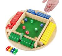 Fentar Shut the Box Game 4 Player, Puzzle Dice Games, Premium Wooden Board Game, Fun Close the Box Game, Colorful Wooden with 8 Dices, Educational Table Math, Holiday Games for Family