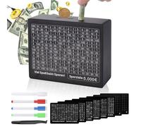 Fentar Wooden Money Box, Retro Money Saving Box with 500 to 10000 Saving Challenge Box for Notes Coins, The Value Vault, Piggy Banks with 8 Saving Goals Sticker Tweezers for Kids Adults (Black)