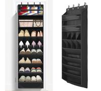 FENTEC Over Door Shoe Storage Organiser 8 Tier Hanging Shoe Rack Storage Organizer for Space Saving, Back of Door Shoes Organiser Deep Pockets with Sturdy Hooks, 1 Pack, Black