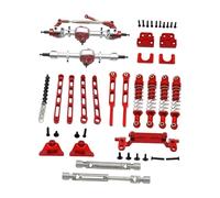 Fenteer 1:12 RC Car Front and Rear Axle Set Shock Absorber Mounts Accessories Link Rods Pull Rods for MN82 MN82S MN82Pro Toy Vehicles, Red