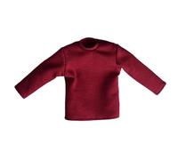 Fenteer 1/12 Scale Long Sleeve Shirts Miniature T Shirts Casual Outfit Costume for 6 inch Male Action Figures Body Accessory Clothing, Dark red