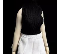Fenteer 1/12 Scale Miniature Sleeveless Vest Mini Turtle Neck Tank Top Casual Vest for 6inch Female BJD Doll Body Accessory , black