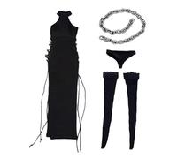 Fenteer 1:6 Female Tie Up Dress Set Fashionable Outfit 1/12 Action Figures Body Costume