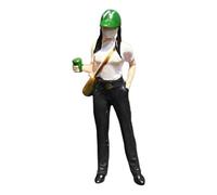Fenteer 1/64 Female Figurine Model Tiny People Model Resin Role Play Street People Figure for Train Station Layout Miniature Projects, green hat