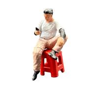 Fenteer 1/64 Miniature Figure Tiny People Figurine Miniature Scene Decor Resin Hand Painted Human Figure Model for Model Trains Decor, Seated Man