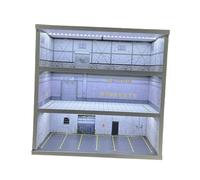 Fenteer 1/64 Model Car Display Case Parking Lot Scene Garage Diorama with Light Photo Prop Decoration 3 Tiers Toy Car Display Box, Style B