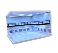 Fenteer 1/64 Parking Lot Scene Parking Garage with Light Double Layered Exhibition Decorative Organizer Scenery LED Display Case, Style C