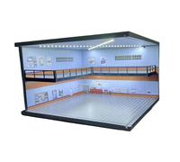 Fenteer 1/64 Parking Lot Scene Parking Garage with Light Double Layered Exhibition Decorative Organizer Scenery LED Display Case, Style B