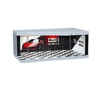 Fenteer 1:64 Scale Car Garage Moldel with LED Exhibition Hall Diorama Backdrop Collectibles for Diecast Car Mini Dolls Figure Figures, Black and white grid