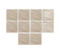 Fenteer 10 Pieces 3D Wall Panels 3D Wall Tiles Background Decoration Foam Waterproof for Bedroom, Bathroom, Kitchen Modern Wallpaper, Light Yellow