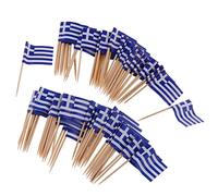 Fenteer 100pcs Flag Toothpicks Cake Decorations, Blue, White, Light Blue, Wedding, Birthday Party, 2.5x3.5cm Flags, 6.5cm Toothpicks