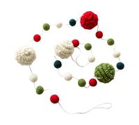 Fenteer 160cm Christmas Wool Ball String Garland Red Green White for Home Office Setting Multipurpose Accessories Holiday Banner