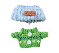 Fenteer 17cm Pendant Doll Cute Clothes Sweater and Knitting Hat Lovely Trendy Tops Handmade Girl Doll Outfits Kids Toy Party Favor, Green and Blue