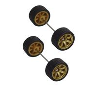Fenteer 2 Pieces 1/64 Scale Wheels Replacement Parts Alloy Wheel Rims with Miniature Roll Shaft Toys for Boys Diecast Car Model Accs, Gold
