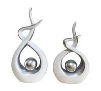Fenteer 2 Pieces Abstract Art Statue,Home Decor,Table Centerpiece Table Decoration Modern Decorative for TV Cabinet Living Room Gift, Sliver