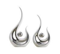 Fenteer 2 Pieces Abstract Statue Desktop Sculpture Keepsake Collectibles Resin Figurine Artwork for Desktop House Cabinet Living Room, White Silver
