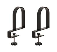 Fenteer 2 Pieces Clamped Bookends for Shelves Adjustable Non Skid Metal Heavy Duty Clamp on Stoppers Book Shelf Holders for Office, Black