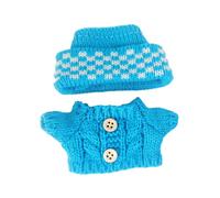 Fenteer 2 Pieces Doll Sweater and Headwear Girl Doll Clothes Comfortable Dress up Cartoon Outifit for 15cm-17cm Pendant Dolls, blue