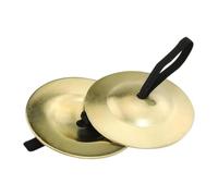 Fenteer 2 Pieces Finger Cymbals for Dancer Party Musical Instrument Handheld Cymbals for Events Ensembles Recitals, Gold