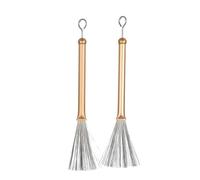 Fenteer 2 Pieces Long Handled Wire Brushes, Retractable Drum Brush, Aluminum Alloy 33.5cm Drum Brushes for Jazz Folk
