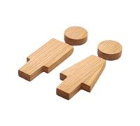 Fenteer 2 Pieces Public Bathroom Sign Door Sign Practical Easy Installation Cute Bathroom Decorations Washroom Door Label for Office, Khaki, 16.8cm and 16.8cm