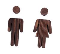 Fenteer 2 Pieces Public Bathroom Sign Door Sign Practical Easy Installation Cute Bathroom Decorations Washroom Door Label for Office, Brown, 13cm and 12.7cm
