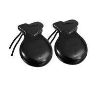 Fenteer 2 Pieces Wood Spanish Castanets Percussion Instruments Educational with String for Performances Folk Tunes Music Lessons Show, black