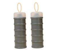 Fenteer 2Pcs Protein Containers 5 Stackable Practical Gift Leakproof Protein Dispensers Food Storage Containers for Gym Office Sports, grey