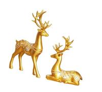 Fenteer 2Pcs Reindeer Figurine Christmas Reindeer Sculpture Decorative Art Piece Home Decoration Deer Sculpture Statue Bar Table Home, Without Ball