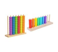 Fenteer 2Pcs Wooden Color Sorting Stacking Toys,Educational Color Recognition Early Learning Toy for Kindergarten Boys Girls Children, Style B