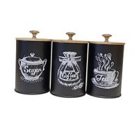 Fenteer 3-Piece Food Storage Tin, Ceramic Canister Set with Lids, Kitchen Storage Jars, Airtight Storage Containers for Tea, Coffee, Sugar, Spices & Pet Food - Decorative Kitchen & Pantry Organizer