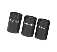 Fenteer 3Pcs Coffee Bean Tea Sugar Containers Sugar Coffee Tea Jar Multifunctional Sturdy Practical Sealing Kitchen Storage Box Set, Black
