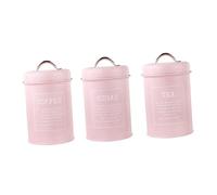 Fenteer 3pcs Kitchen Canister with Lids Metal Coffee and Tea Sugar Jars Bottles Containers for Home Decoration, Pink