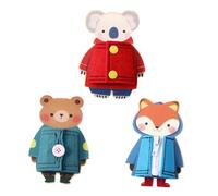 Fenteer 3Pcs Toddlers Fine Motor Skills Activity Board Dressing Practice Toy for Hand Eye Coordination Versatile Animal Dress up Toy