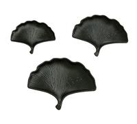 Fenteer 3x Ginkgo Leaf Fruit Tray Decorative Snack Dish Party Tableware Minimalist Iron Art Serving Plate Modern for Home Decoration, Black