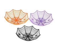 Fenteer 3X Halloween PP Web Candy Serving Bowls Multifunctional 27x27cm Reusable Snacks Trays for Living Room Lightweight