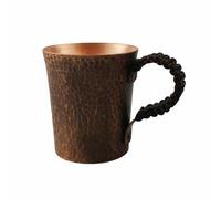 Fenteer 4 Pieces Handcrafted Copper Mug Tea Cup Mug Tumbler Tankard with Traditional Handmade Craft and Easy Grip Suitable for Afternoon Tea Guest Hospitality, Height 10