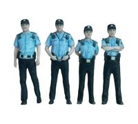 Fenteer 4 Pieces Miniature Community Police Officer Figure, Tiny People Model, Dioramas People in Uniform Figure for Desktop, 20mm