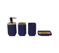 Fenteer 4x Bathroom Accessories Set Bathroom Essentials Set Toilet Set Soap Dispenser Modern Rustic Decorative Hotel Home Fashion Stylish for Vanities Hotels, Dark Blue
