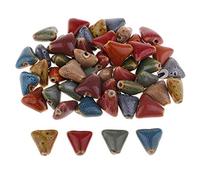 Fenteer 50Pcs Cube/Triangle Traditional Chinese Handmade Porcelain Flower Beads Loose Beads DIY Bracelet Porcelain Craft Accessories, Multicolor, 15mm