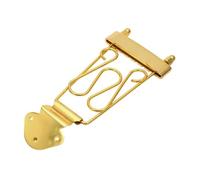 Fenteer 6 String Tailpiece Guitar Bridge Electric Guitar Pull Plate Compact Portable String Retainer Adjustable Fixed Hardtail Bridge, Gold