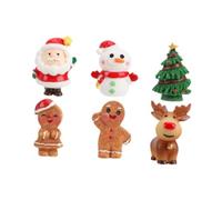 Fenteer 6Pcs Christmas Cake Topper Gingerbread Man Cake Decorations with Xmas Tree Snowman for Celebrations Valentine's Day Ornament