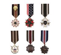 Fenteer 6pcs Retro Striped Costume Party Men Women Uniform Brooch