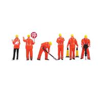 Fenteer 6x 1/64 Scale Miniature Figures Model Simulation Construction Building Workers Mini Diorama Worker Figure for Miniature Scene, orange