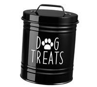 Fenteer Airtight Dog Food Storage Container Pet Jar Sturdy Metal Handle Sealed Portable 54oz Decorative Large Capacity Storage Bin, black