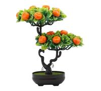 Fenteer Artificial Fruit Tree Bonsai Simulation Potted Decoration Lightweight Faux Fruit Tree Pot Tabletop Ornament for Garden Office, Orange