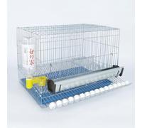Fenteer Automatic Drinking Cage Metal Wire Housing Removable Droppings Tray Water Dispenser Suitable for Breeding Quail Chicks Small Bird Livestock Care Home Use, Small rotating egg cage with t