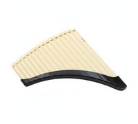 Fenteer Bamboo Flute Panpipe Sixteen Tube Curved Pan Flute Wind Instrument Musical Pipe With Arched Fan Profile Resin Frame With Note Stickers Manual Carry, 16 Pipes Beige Curved Pan Flute