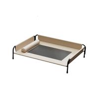 Fenteer Bed Pet Cot Cooling Raised Metal Frame Pet Products Dog Cot Sleeping Lounger for Puppy Indoor Outdoor Small Dogs, Khaki