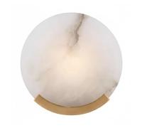 Fenteer Bedroom Wall Lamp Round Marble Wall Light Stone Wall Sconce LED Wall Fixture Copper Elements Marble Style Saving Profile Suitable for Bedside Reading Corners entryways Lounge Walls